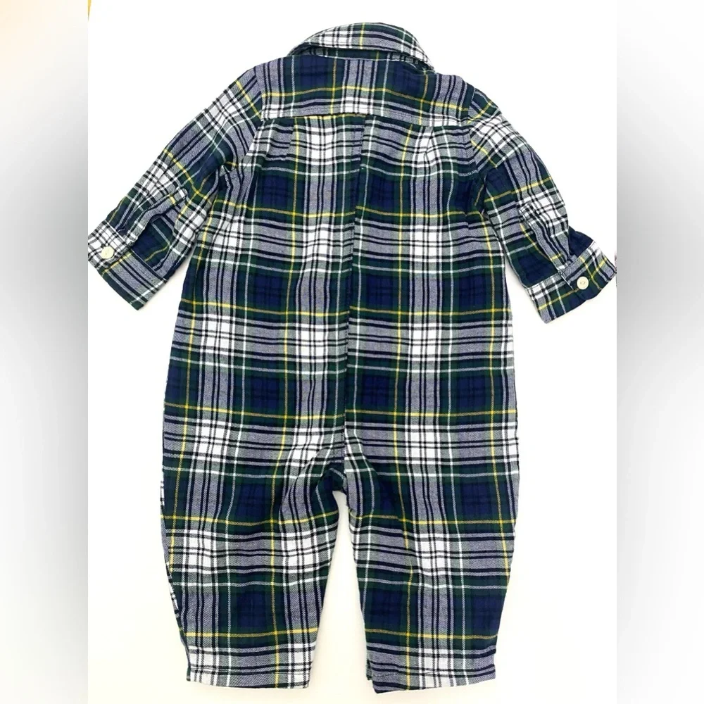 Baby Gap Baby/Toddler Plaid Flannel Bear Pocket One-Piece Jumper
